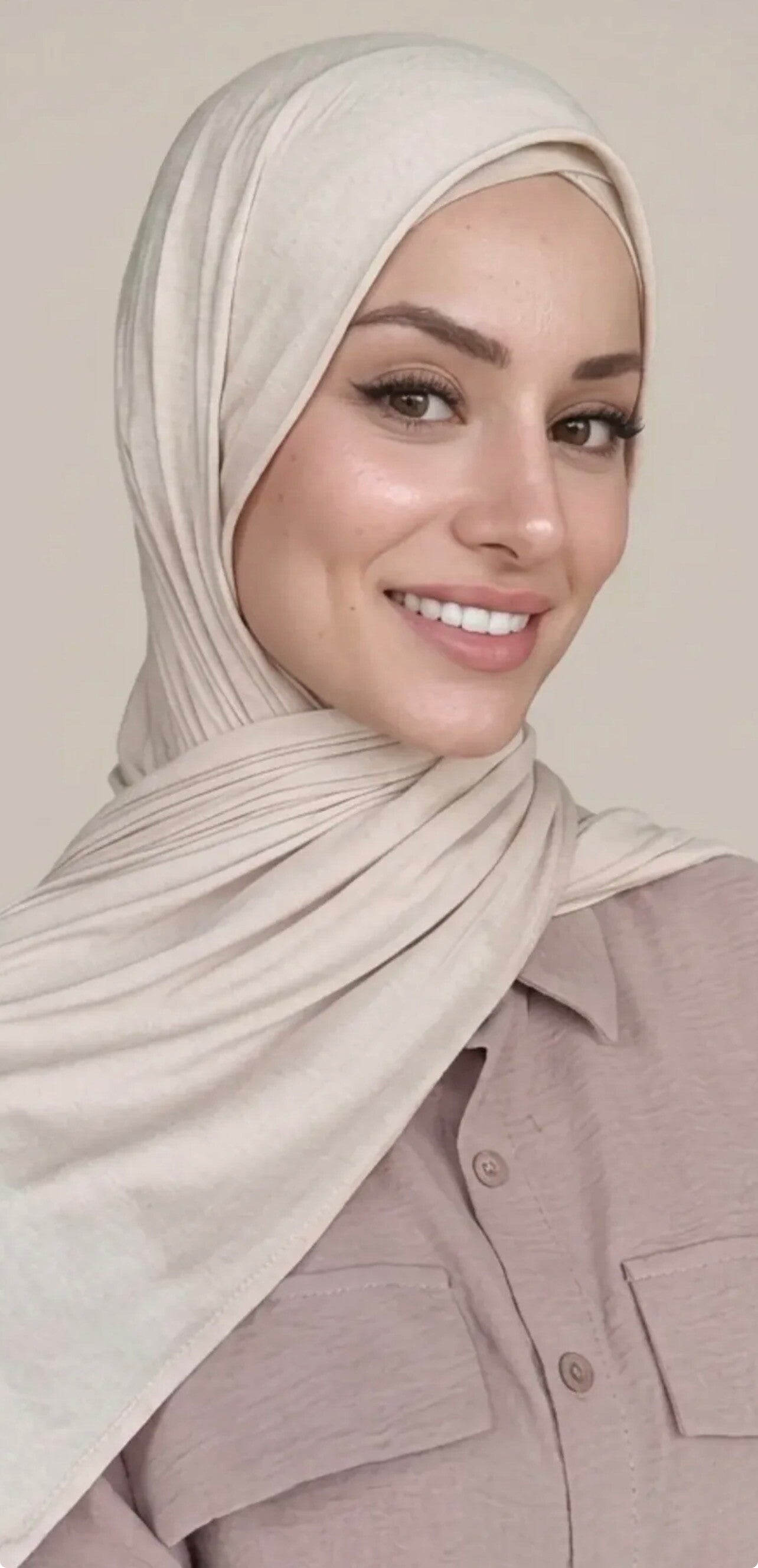 Premium Jersey Hoofddoek – Beige / Zand