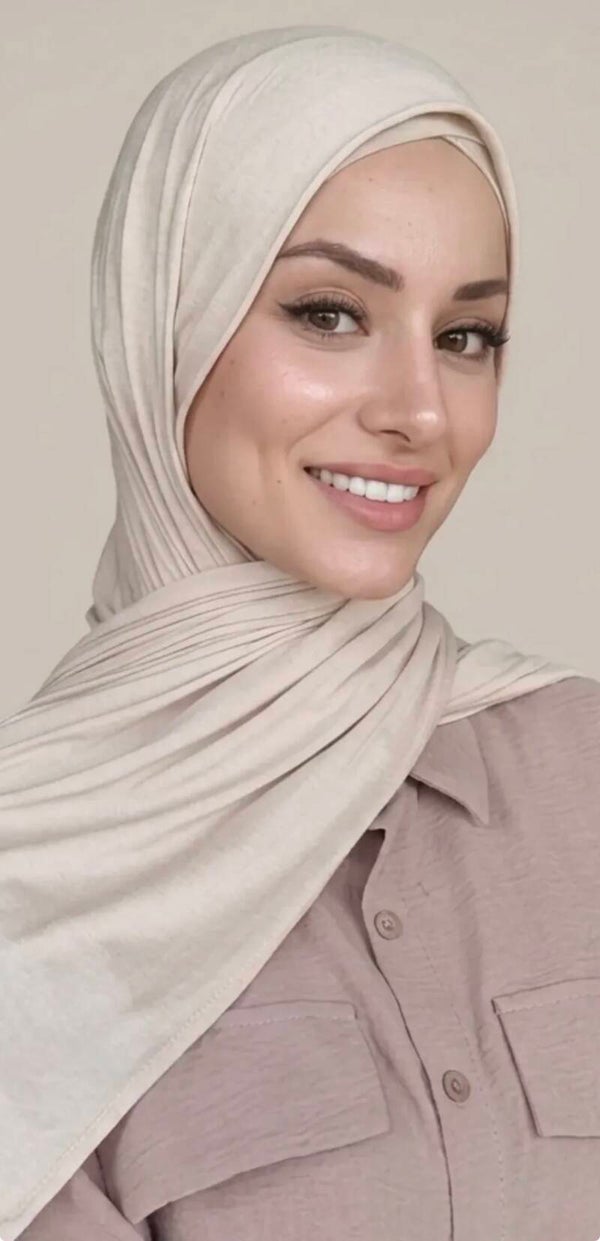 Premium Jersey Hoofddoek – Beige / Zand