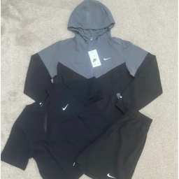 Nike 3 Piece Black/Grey Windrunner Set