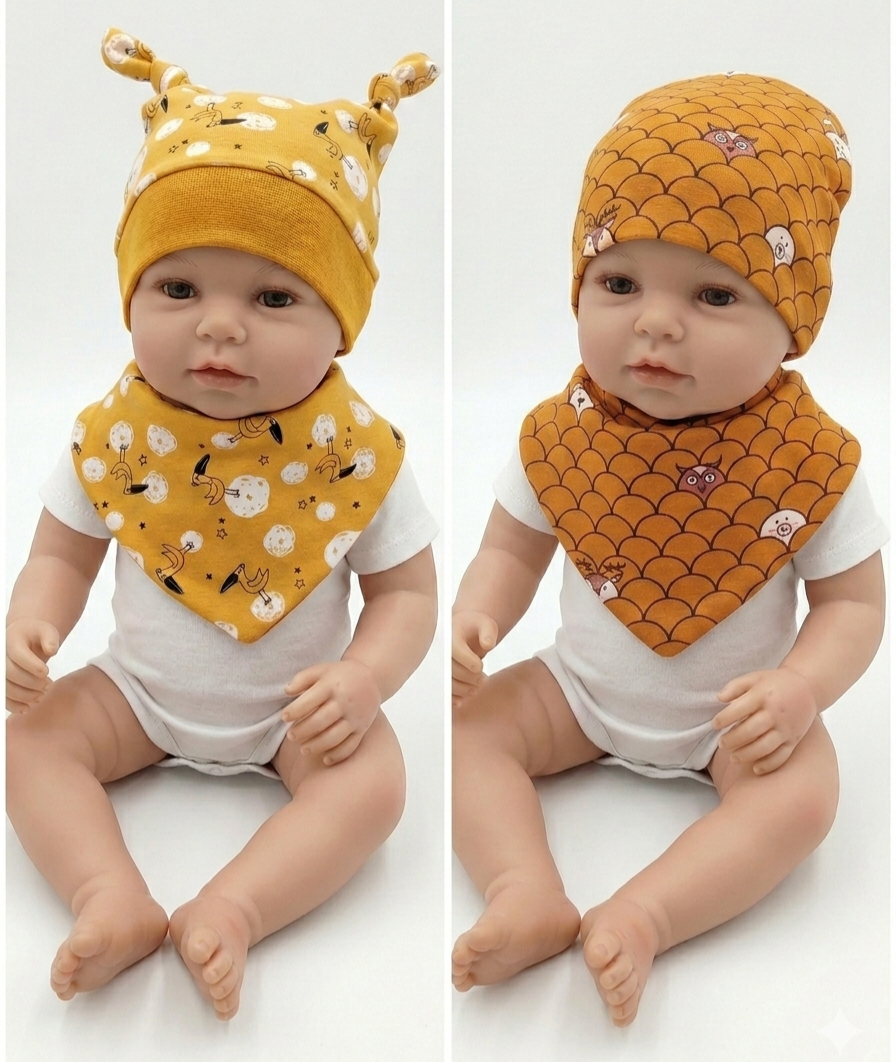 Babyset bestehend aus Haube und Halstuch