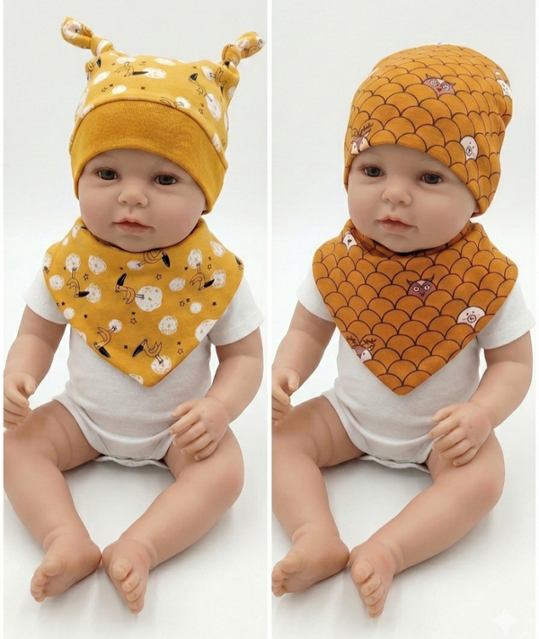 Babyset bestehend aus Haube und Halstuch