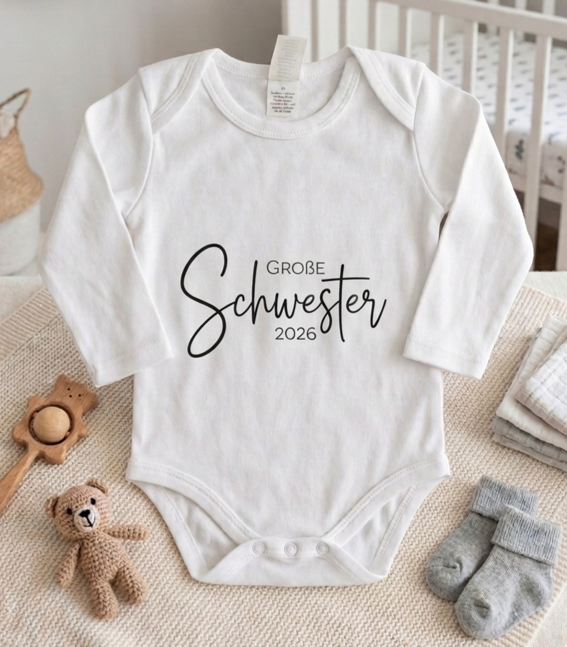 Bügelbild mittlerer/großer Bruder bzw. /mittlere/große Schwester (auf Wunsch mit Jahreszahl)