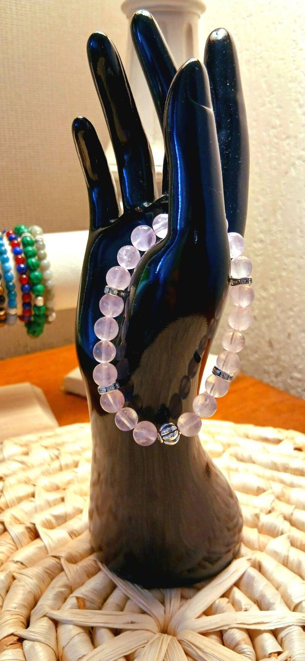 Bracelet Boules Quartz Rose