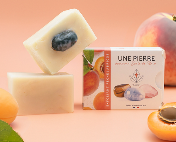 🍑 Savon Naturel Pêche & Abricot avec Pierre Minérale