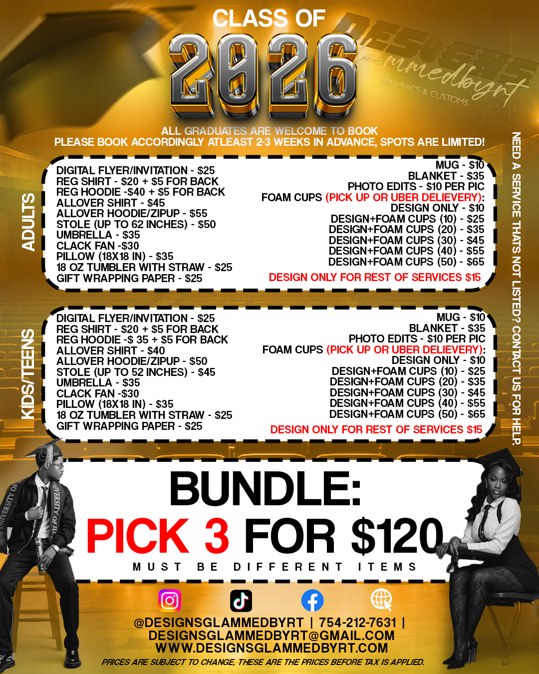 PICK 3 FOR $120 - CLASS OF 2026