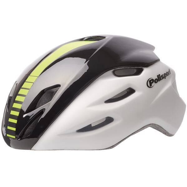 Fietshelm Polisport Aero-R Medium 55-58 cm - mat wit / zwart / fluor geel