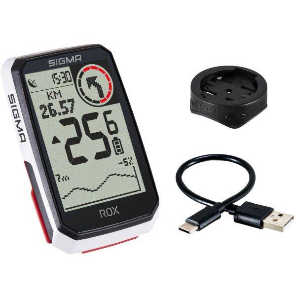 GPS Fietscomputer Sigma ROX 4.0 GPS met standaard stuurhouder - wit