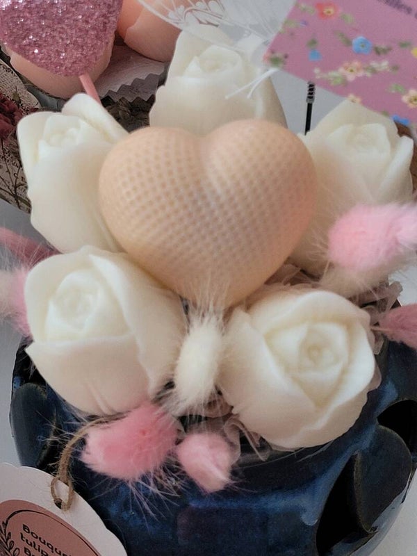🌸 Bouquet de fleurs de fondants parfumés – Cœur Bergamote 🍊✨