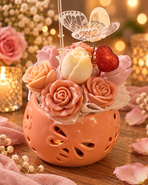🌸 Bouquet de fleurs de fondants parfumés – Thé Jasmin & Vanille 🍵🌼✨
