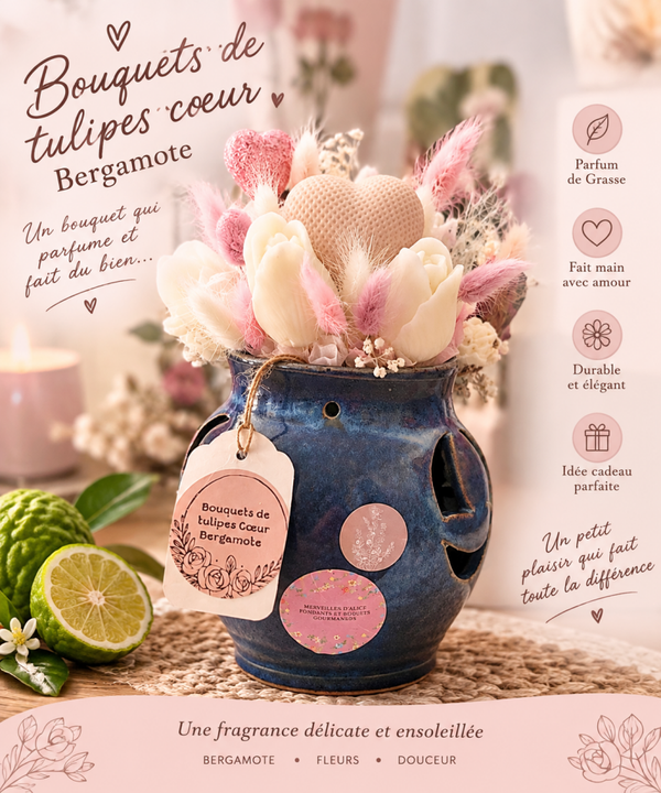 🌸 Bouquet de fleurs de fondants parfumés – Cœur Bergamote 🍊✨