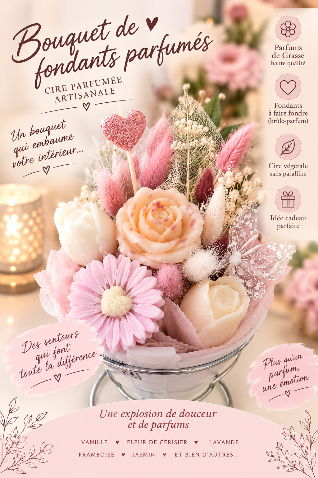 Bouquet Parfumé – Fondants & Bougies Florales Artisanales
