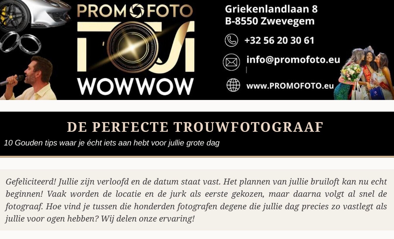 tips om een fotograaf te kiezen Promofoto WoWWoW