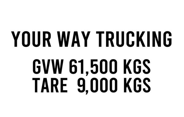 Commercial Vehicle weights - 2" Lettering