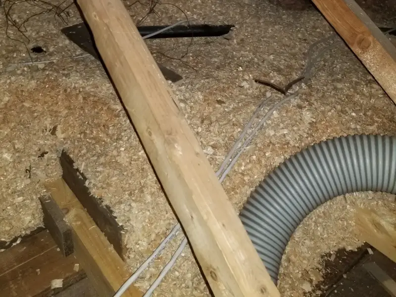 Retrait de bran de scie toiture grenier entretoit 