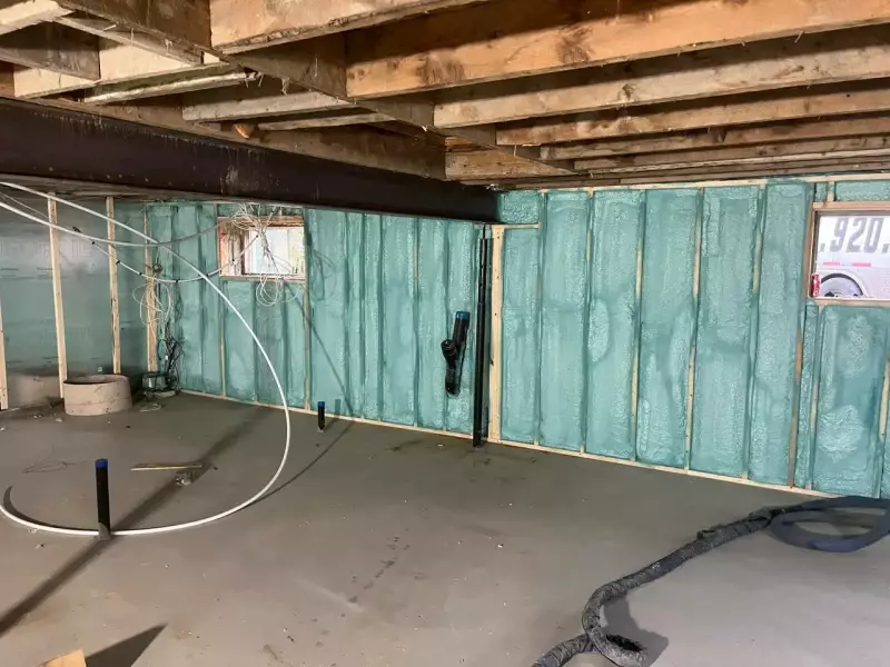 isolation d'un sous-sol à l’uréthane giclé 