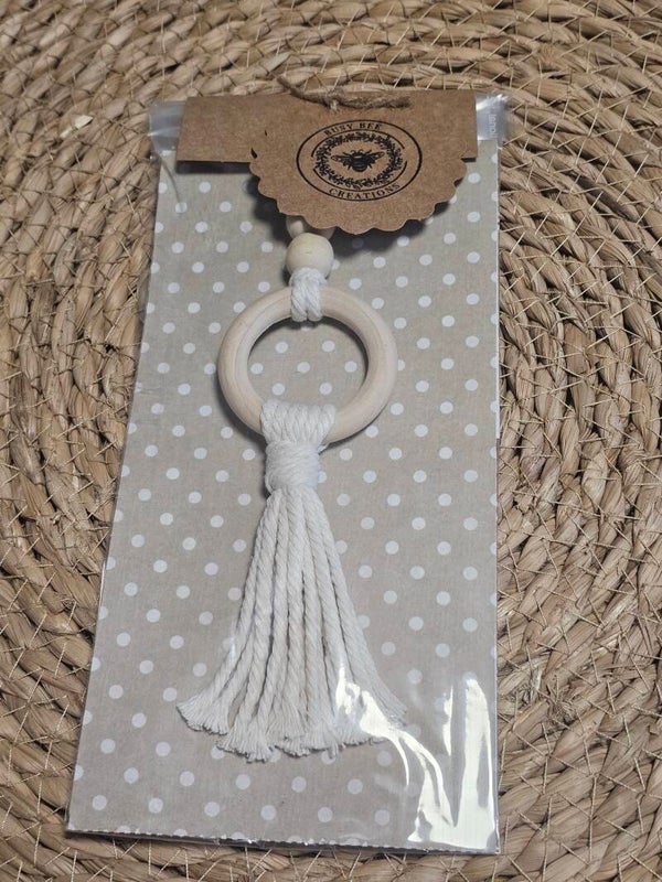 Macrame Car Mirror hanger white
