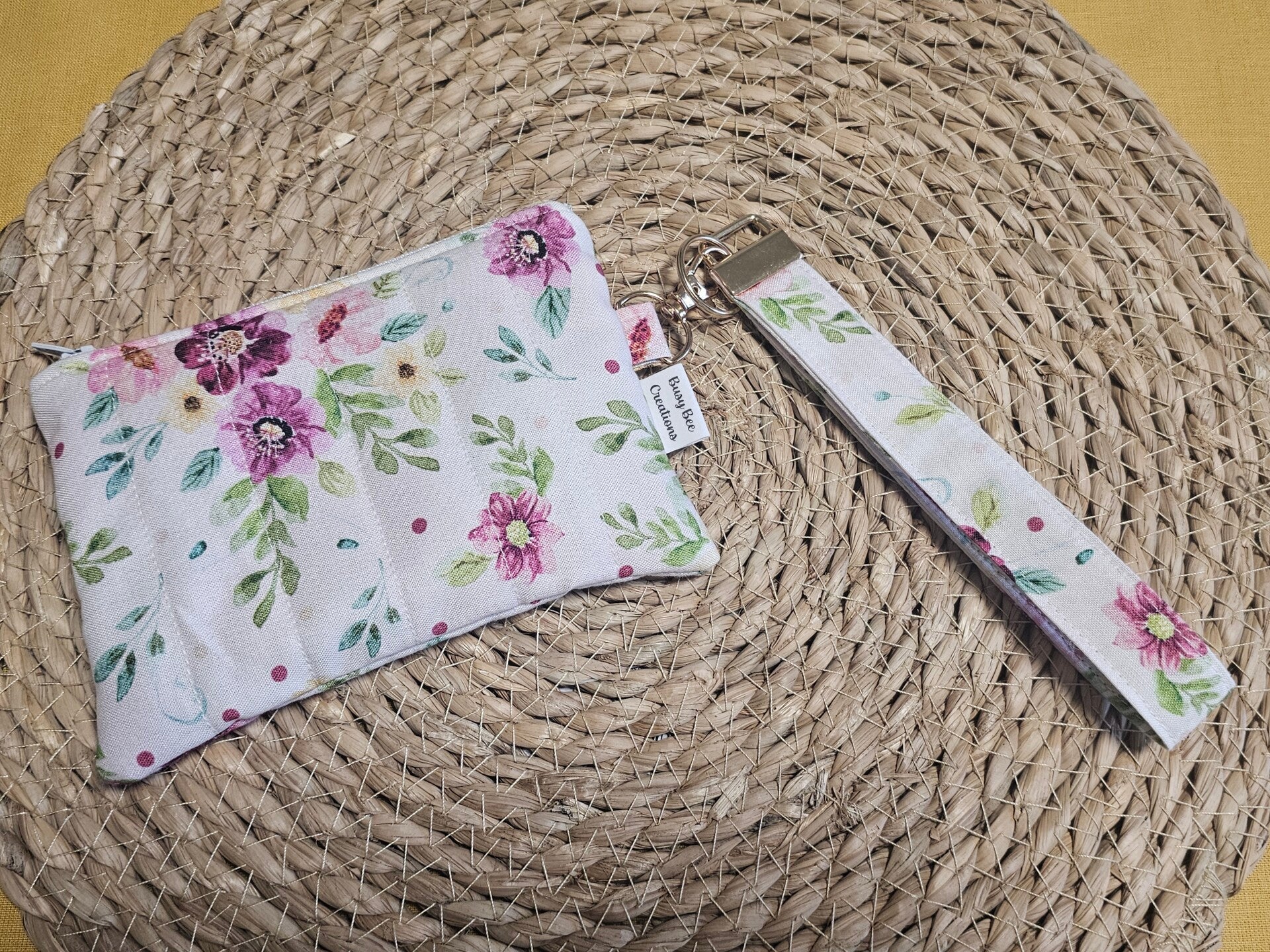 Purple floral wristlet set
