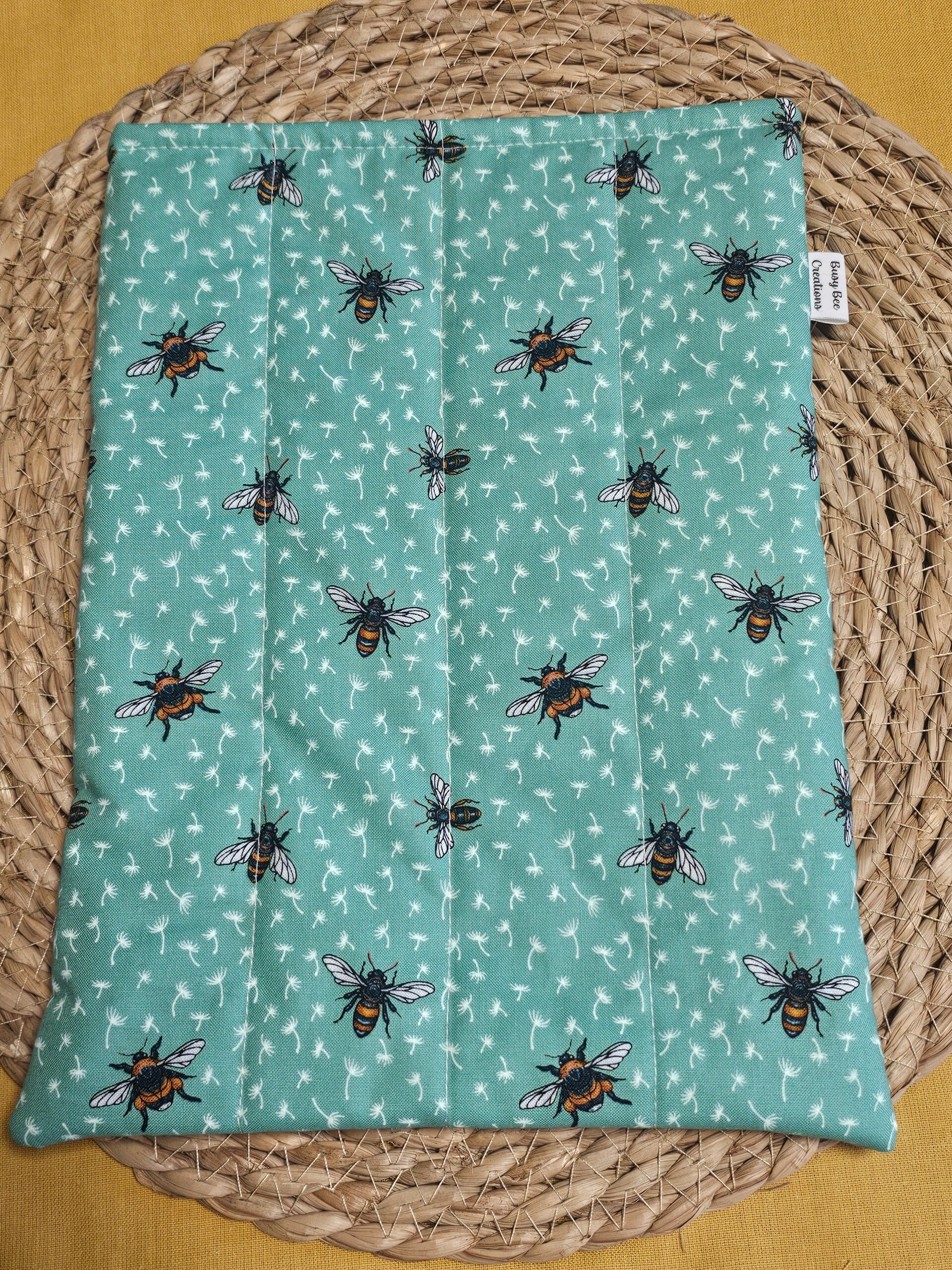 Teal bee book sleeve