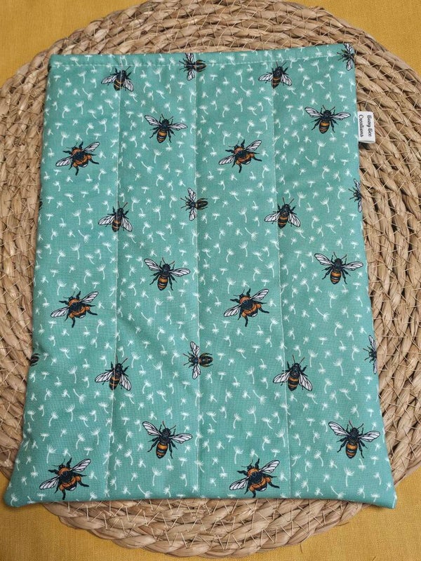 Teal bee book sleeve