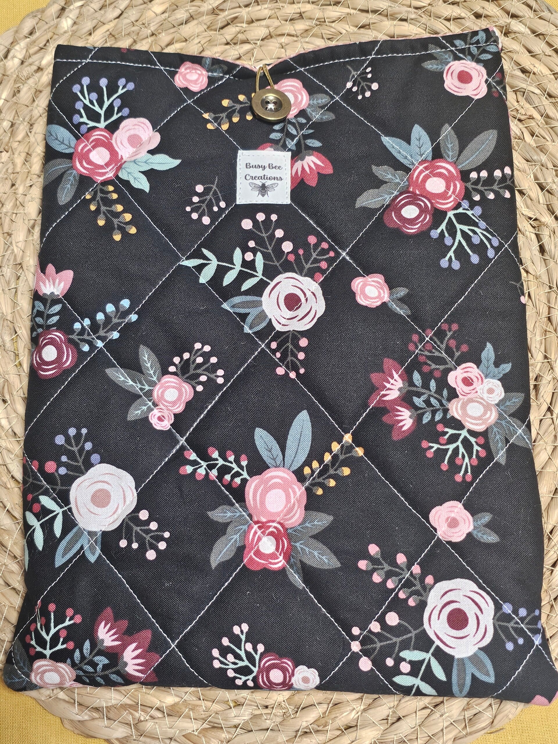 Black floral book sleeve