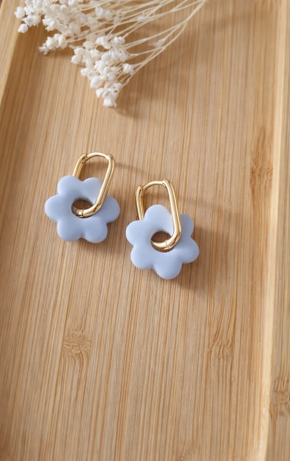 Blue Flower Hoops
