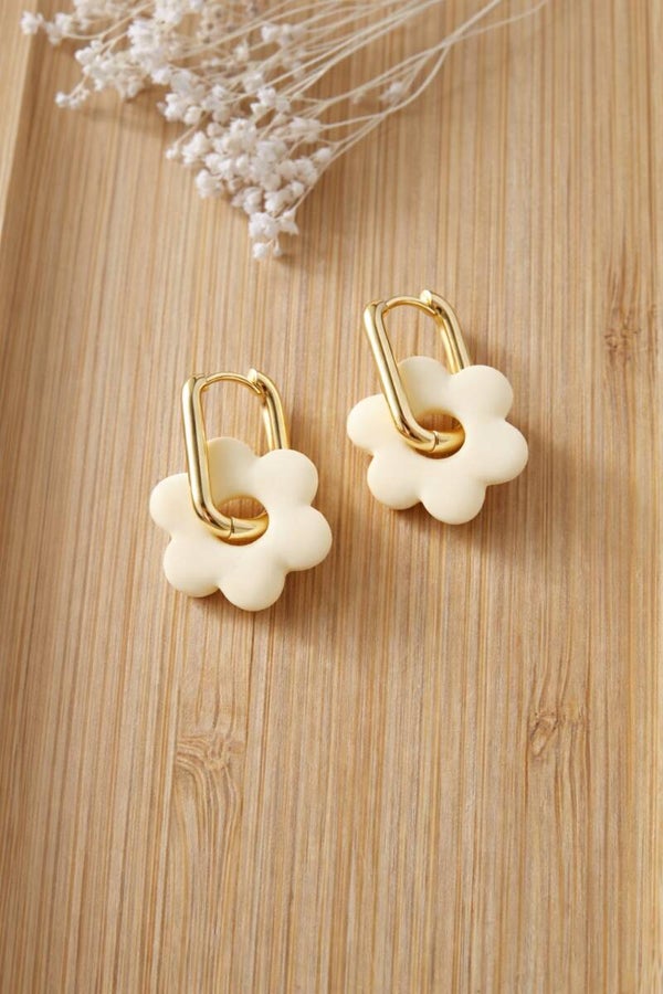 Butter Yellow Flower Hoops