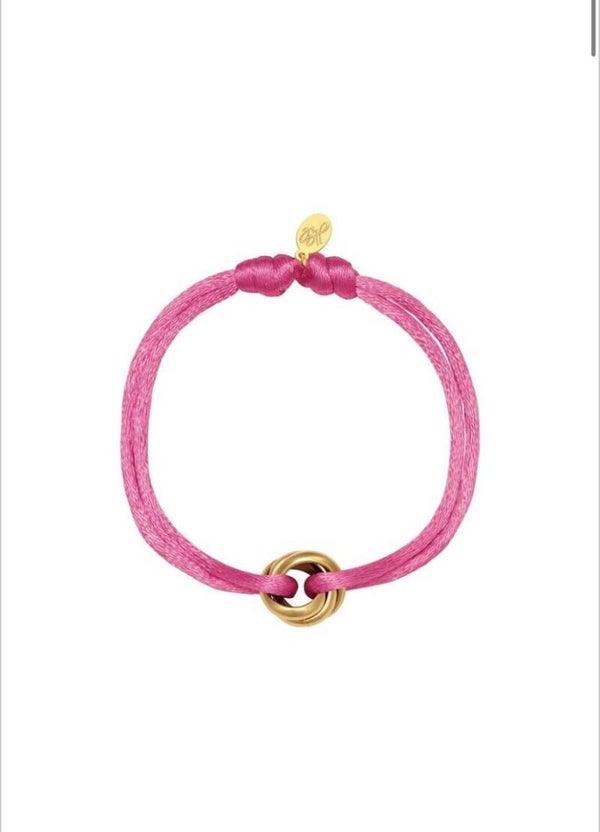 Velvet touw armbandje pink
