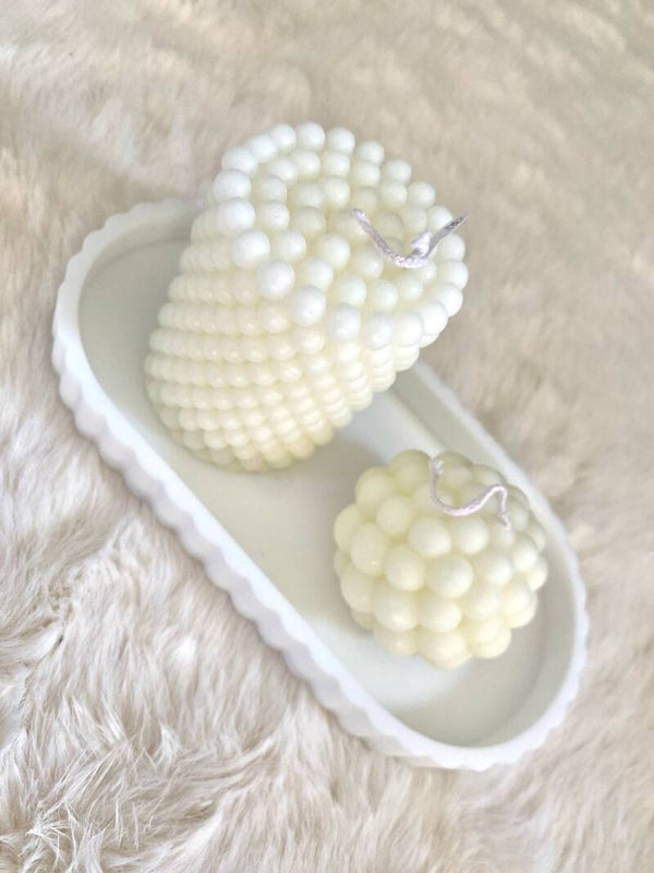 Vanille kaarsen set met plateau