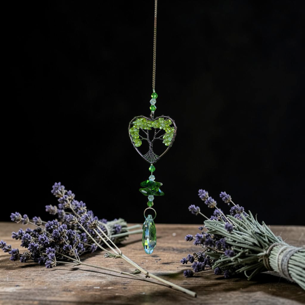 Attrape soleil en forme de coeur arbre de vie vert