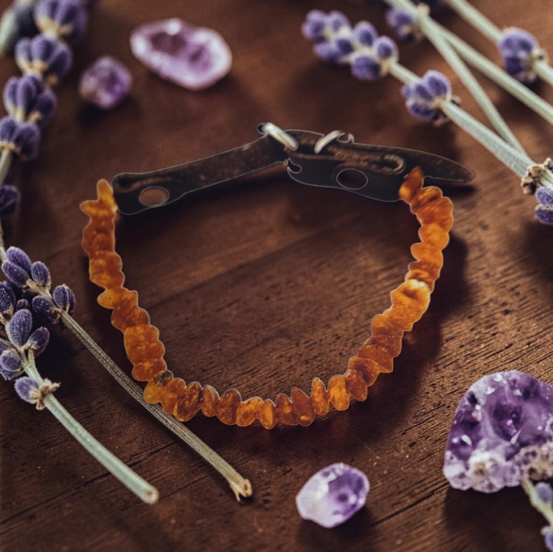 Collier chien ambre et cuir
