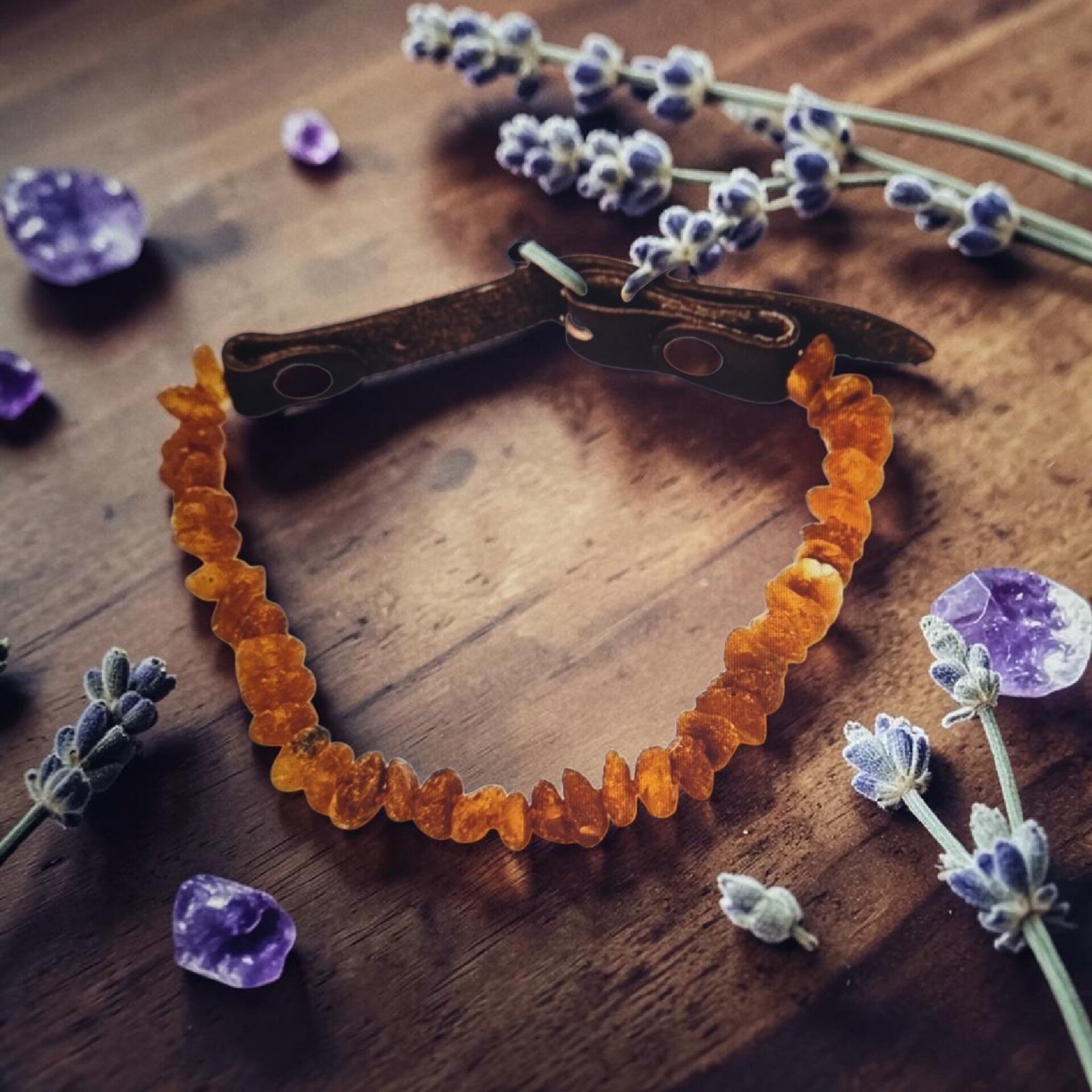 Collier chien ambre et cuir