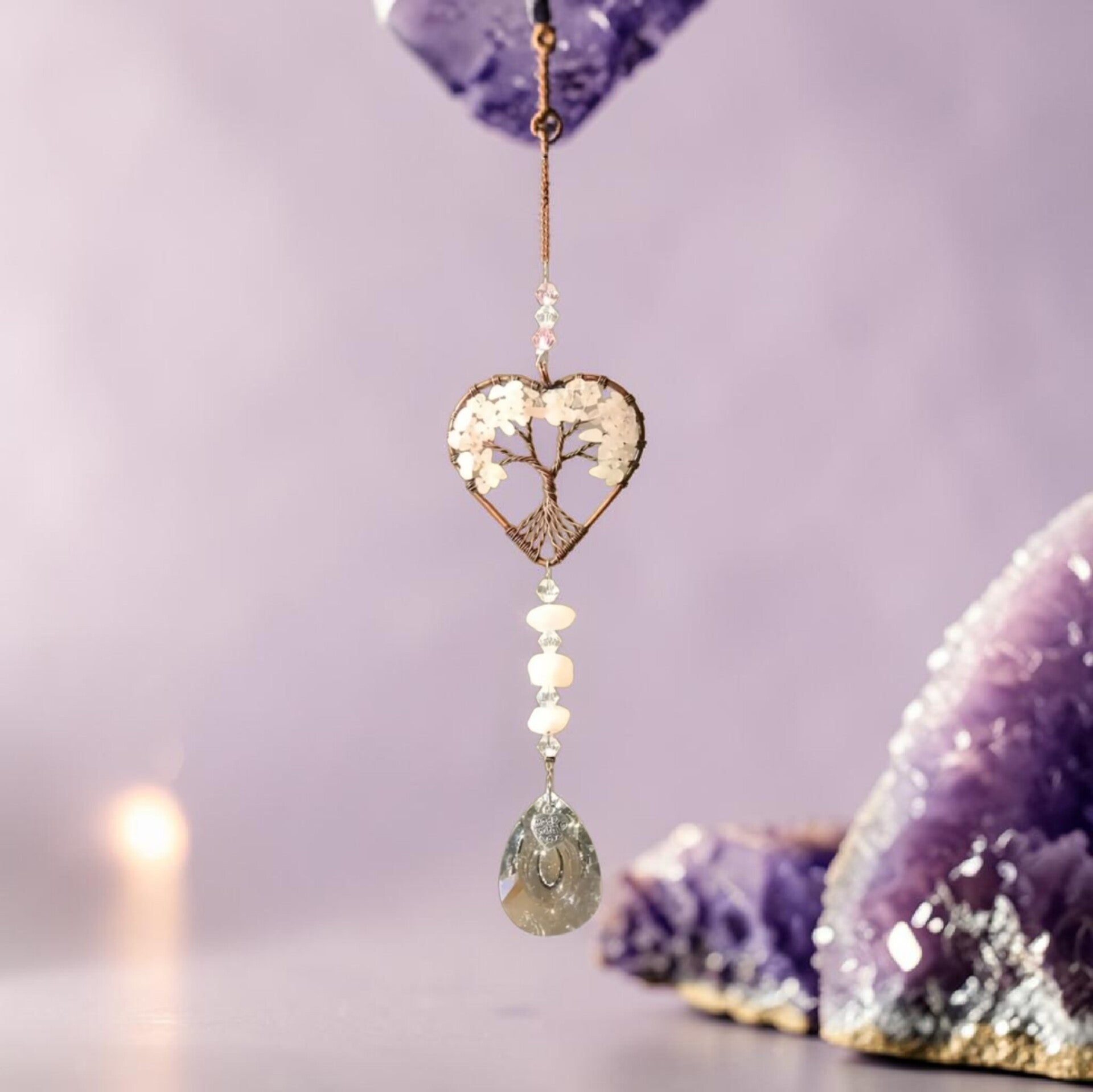 Attrape soleil en forme de coeur arbre de vie