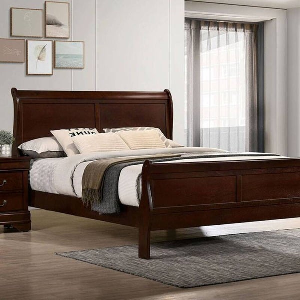 LOUIS PHILIPPE 4pc Queen Bedroom Set - Dark Cherry
