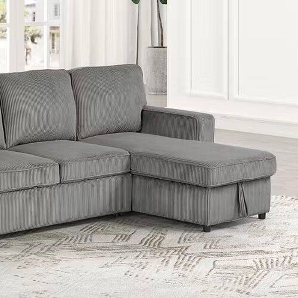 YVES - Pull Out Sleeper Sectional - Dark Gray