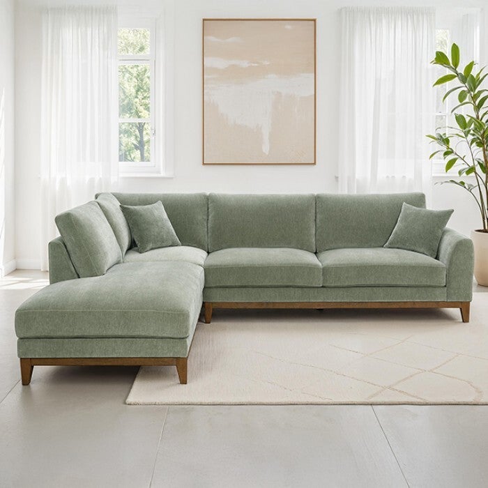 WATTON Sectional - Left Chaise - Olive Green
