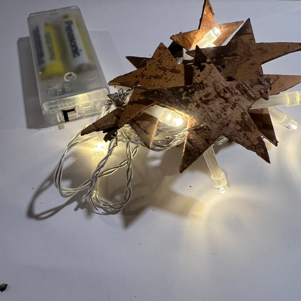 LED Sternen Lichterkette Holz