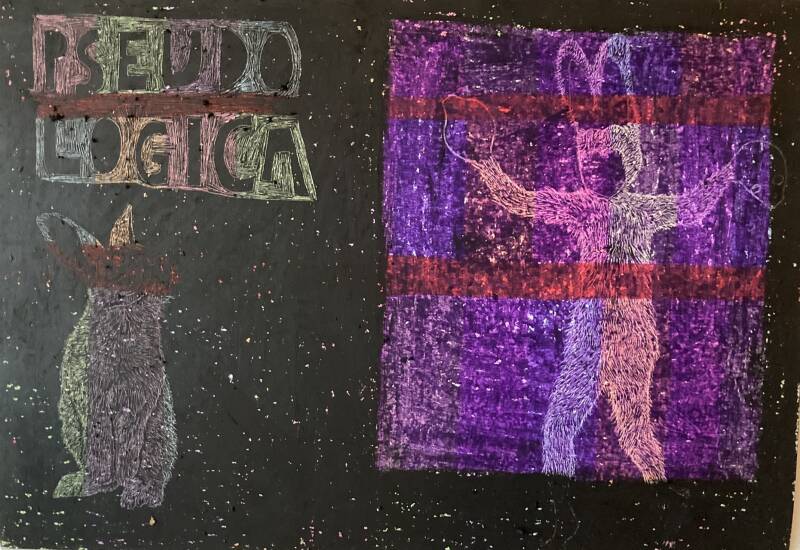 Tekening ecoline en krijt -Pseudologica