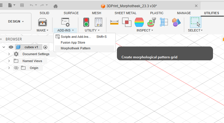 M.b.v. AI Github CoPilot gemaakte Morphotheek generator - een Fusion 360 Add In