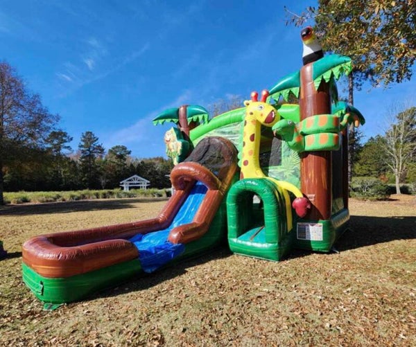 Animal theme bounce house combo