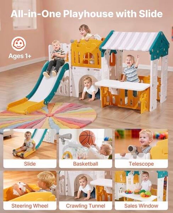 Toddler house and slide combo