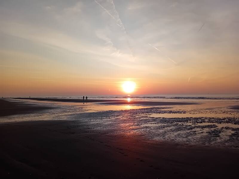 sunset, Belgian coast, Nieuwpoort