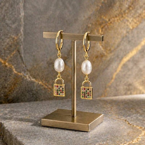 Pendientes Candado y Perlita