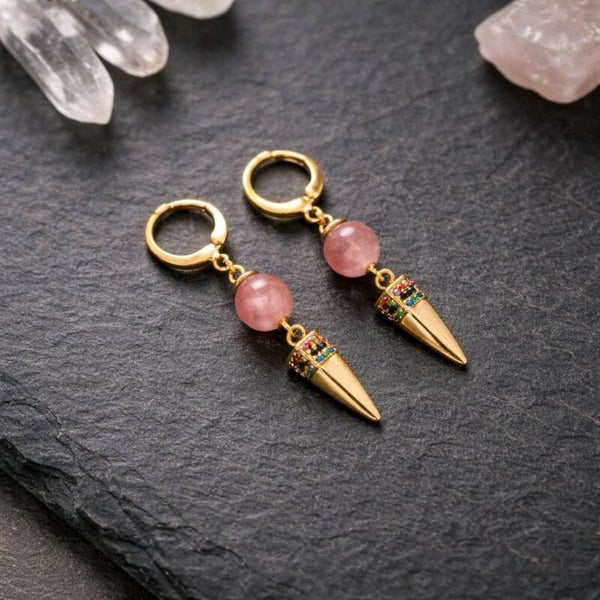 Pendientes Cuarzo Fresa y Péndulo