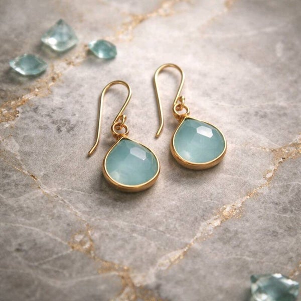Pendientes Plata y Oro Aguamarina