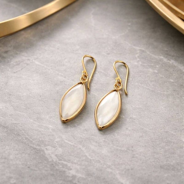 Pendientes Plata 925 y Oro Nácar Blanco