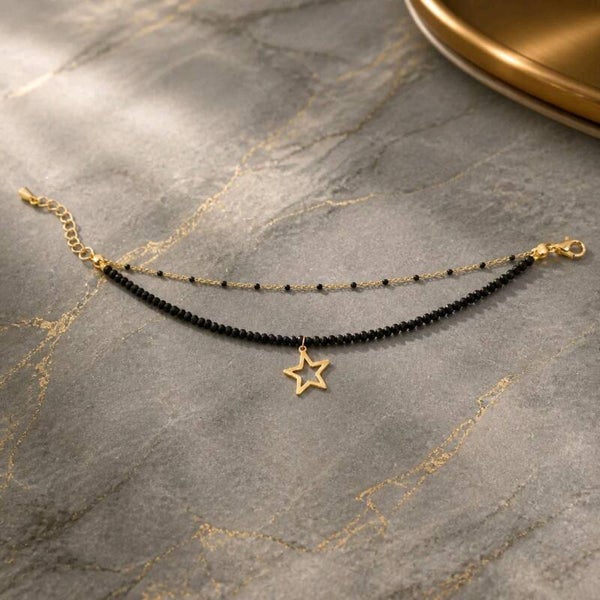 Pulsera Doble Ónix con Estrella