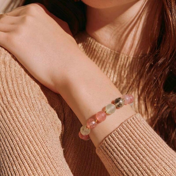 Pulsera Elástica Cuarzo Fresa