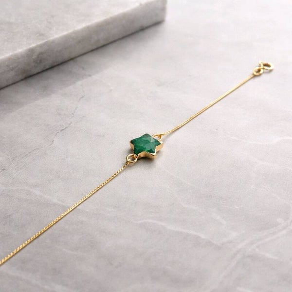 Pulsera Plata y Oro Estrella Jade