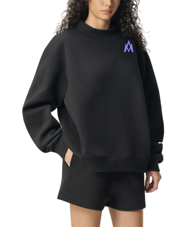 Purple and Black Mockneck