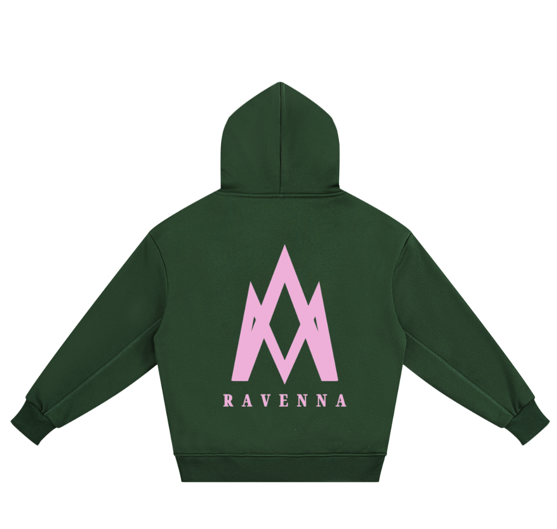 Kids Forest Green Baby Pink Oversized Hoodie